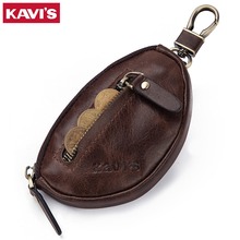 KAVIS Coin Purse Genuine Leather Men Wallet Mini Zipper Soft Purses Car Key Bag For Money Pocket Small Holder for Coin Chain 2024 - buy cheap