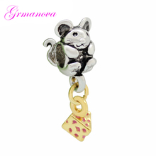Golden Cheese Mouse Pendant Female DIY Jewelry Charm Beads Jewelry Accessories Amulet Fit Pandora Bracelet Necklace 2024 - buy cheap