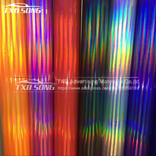 Голографическая Хромовая виниловая голографическая пленка, 9 цветов, лазерное покрытие, наклейка для автомобиля, лист без пузырьков воздуха 2024 - купить недорого