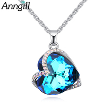 Romantic Crystals From SWAROVSKI Heart Pendant Necklace For Women Collier Femme Classic Statement Necklace New 2018 Jewelry 2024 - купить недорого
