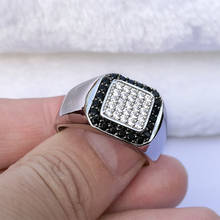 Мужское кольцо из стерлингового серебра 925 пробы COLORFISH, круглое прозрачное черное кольцо с фианитом, обручальное кольцо для мужчин, модное мужское кольцо 2024 - купить недорого