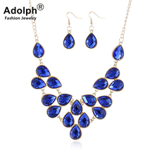 ADOLPH Star Jewelry Rhinestones Choker Necklace With Stud Earring Vintage Drop Jewelry Set Statement Accessories Bijoux New 2024 - buy cheap