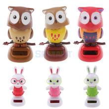 Cute Solar Powered Bobble Head   Rabbit/Owl Kids Toy Car Ornament Gift 2024 - buy cheap