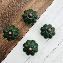 8x puxador verde escuro maçaneta do armário, estilo vintage abóbora, puxador de cerâmica maçaneta do armário de cozinha para o quarto de crianças 2024 - compre barato