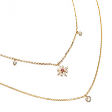 Женское Двухслойное ожерелье из стерлингового серебра 925 пробы с подвеской в виде цветка cz 2024 - купить недорого