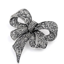 2019 New Black Color Rhinestone Big Bow Brooches for Women Large Bowknot Brooch Pin Vintage Fashion Jewelry Winter Accessories 2024 - buy cheap