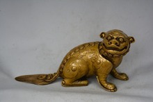 Rare Old Tibet brass beast statue / sculpture, good arving, best collection & adornment, free shipping 2024 - buy cheap