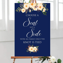 Welcome Wedding Sign,Wood Plaque Choose a Seat not a Side Sign Pick a Seat Ceremony Sign Navy and Peach Wedding Sign Printable 2024 - buy cheap