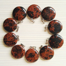 Wholesale  natural stone pendants charms Mahogany Obsidian round Pendant for jewelry Necklace making 12pcs/lot Free shipping 2024 - buy cheap