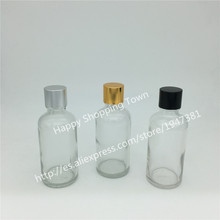 Frasco de vidro transparente com tampa/plugue, frasco de óleo essencial transparente de 10 pol. 50ml 2024 - compre barato
