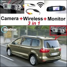 3 in1 Special Rear View Camera + Wireless Receiver + Mirror Monitor Easy DIY Back Up Parking System For SEAT Alhambra 7N Altea 2024 - buy cheap