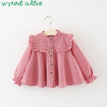 Autumn Cotton Baby Girls Long Sleeve O Neck Plaid Print Ruffles Princess Party Shirts Tops Kids Clothes Roupas De Bebe 2024 - buy cheap