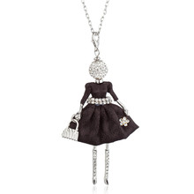 Long Sleeve Floral Dress Dancing Doll Necklaces For Women Baby Girl Pendant Long Chain Statement Jewelry For Women Collier Femme 2024 - buy cheap