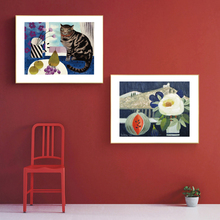 Pintura al óleo de gato y flores para sala de estar, póster en lienzo impreso, arte de pared nórdico, decoración impresa, imagen pop 2024 - compra barato