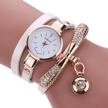 Reloj de marca de lujo para mujer, relojes de pulsera de cuero con diamantes de imitación, de cuarzo 2024 - compra barato