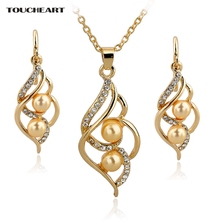 TOUCHEART-Conjunto de joyería de cuentas africanas para mujer, aretes de perlas de imitación de color dorado, collares, juego 140024 2024 - compra barato