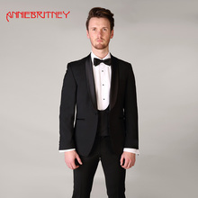 Черный мужской костюм для свадьбы, вечевечерние, атласная шаль с лацканами, Классическая куртка, приталенные официальные смокинги, индивидуальный Блейзер, 2 предмета, 2018 2024 - купить недорого