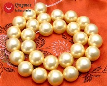 Qingmos 12mm Round Gold Sea Shell Pearl Beads for Jewelry Making DIY Necklace Bracelet Earring Accessories Loose Strands 15" 2024 - buy cheap