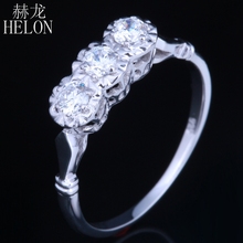 HELON Round Cut 3mm H-G color Lab Grown Moissanites Diamonds Engagement Ring Wedding Band in Sterling Silver 925 Fine Jewelry 2024 - buy cheap