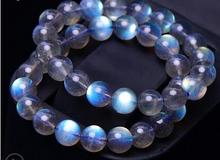 Pulseira de pedra de lua de prata 11mm, labradorite/único braceletes 2024 - compre barato