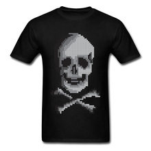 Футболка мужская из 100% хлопка, Студенческая рубашка с черепом пикселя яда, в стиле хип-хоп, размера плюс одежда в стиле панк 2024 - купить недорого