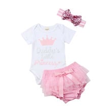 2019 Cute Baby Girls 3Pcs Clothes Set Newborn Babies Girl Outfits Cotton Bodysuit Tops +Tutu Shorts Clothing Set 2024 - buy cheap