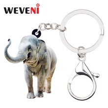 WEVENI Acrylic Happy Standing Elephant Kitten Key Chains Keychain Rings African Jungle Animal Jewelry For Women Girl Bag Pendant 2024 - buy cheap