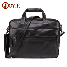 Joyir bolsa de laptop masculina, pasta de couro genuíno de 15 polegadas, bolsa de ombro transversal de grande capacidade 2024 - compre barato