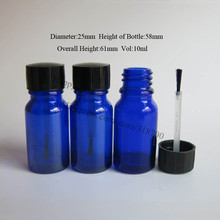 360 unids/lote 10ml botella vacía de esmalte de uñas azul cobalto, recipiente de 10cc azul cobalto con tapa para cepillo, 1/3oz de aceite cosmético 2024 - compra barato