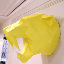 Modelo de papel 3D de cabeza de tigre Sabretooth, papercraft, decoración de pared para el hogar, rompecabezas, juguetes educativos DIY, regalo para niños 2024 - compra barato