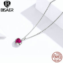 Valentine Gift BISAER 925 Sterling Silver Guardian Love Heart Small Necklaces Collar For Women Luxury Silver Jewelry ECN341 2024 - buy cheap