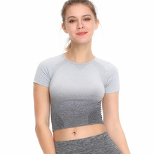 Women Short Sleeve T Shirts for Fitness Quick Dry Stretch Running Gym Yoga Training Workout Femme Sports Tight Crop Tops Ladies 2024 - buy cheap