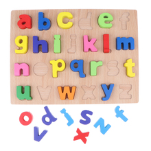 Wooden Lowercase Letter Puzzle Alphabet Blocks Board Kids Spelling Toy with 26 Alphabet Reading Matching Developmental Toy 2024 - buy cheap