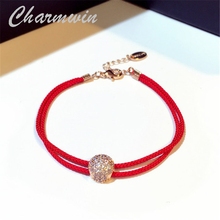 Charmwin New Simplse Fashion Charm Bracelets For Women Bracelets Exquisite Rhinestone Red Rope Bracelets Fashion Jewelry PS0265 2024 - buy cheap