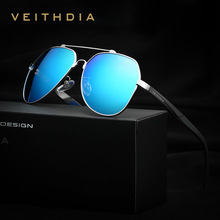 Мужские солнцезащитные очки VEITHDIA, крупные очки из алюминиево-магниевого сплава с синими поляризационными стеклами, модель 3598, 2019 2024 - купить недорого