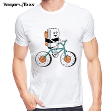 Camiseta com design de bicicleta, camiseta de verão de alta qualidade estampada branca customizada para sushi, camiseta masculina hipster, legal, engraçada, camiseta de manga curta 2024 - compre barato