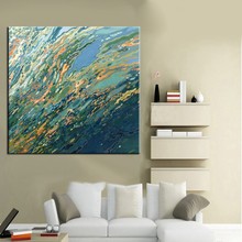 Novo design por atacado design exclusivo alta qualidade artesanal sala de estar pintura abstrata óleo do mar em tela 2024 - compre barato