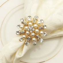 SHSEJA 50 piezas Hotel servilleta anillo redondo flor perla servilleta hebilla Navidad boda servilleta círculo decoración de escritorio 2024 - compra barato