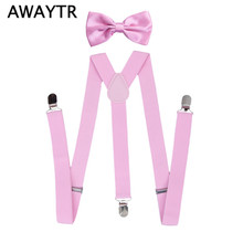 2 PCS/Lot AWAYTR Bow Ties Suspenders Boy Suspensorio Pink Color Straps With 3 Clips for Children Wedding Clothing Accessories 2024 - buy cheap