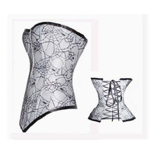 free shipping bustier Adult Women Spider Web print Corset Women white Overbust Bustier Hot cobweb design Sexy corset w3190 2024 - buy cheap