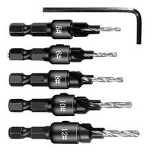 5pcs Countersink Drill Woodworking Drill Bit Set Drilling Pilot Holes For Screw Sizes #5 #6 #8 #10 #12 With a wrench 2024 - buy cheap