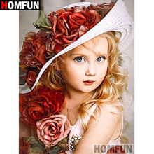 HOMFUN 5D DIY Diamond Painting Full Square/Round Drill "little girl" 3D Embroidery Cross Stitch gift Home Decor A00562 2024 - buy cheap