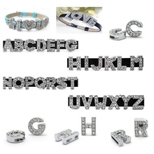 A-Z 8mm Full Rhinestones Pendants Slide Letters Fit For DIY Gift Charm Leather Name Wristband Bracelet Belt Necklace Jewelry 2024 - buy cheap