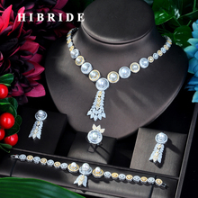 HIBRIDE Большой Роскошный Жемчужный женский свадебный наряд колье ожерелье серьги ювелирный набор для свадьбы N-865 2024 - купить недорого