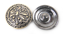 Frete grátis nova chegada liga botão de imprensa fecho bronze antigo libélula diy metal botão charme 2024 - compre barato