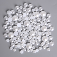 Imitação de pérolas cor branca, 50-1000 pçs, várias tamanhos, 1.5-14mm, base lisa, abs, contas de pérola, para fazer jóias, diy 2024 - compre barato