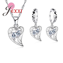 Conjunto de brincos 925 prata esterlina, conjunto de joias com coração vazado para amantes do casamento, joias e bijuterias 2024 - compre barato