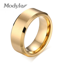 Top Quality 8.0mm Gold-Color 3 Colors Tungsten Ring Classic Wedding Engagement Men Jewelry Wholesale 2024 - buy cheap