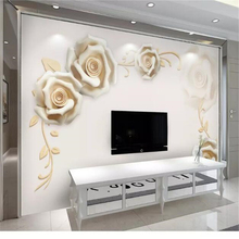 wellyu  Custom wallpaper  papel de parede  Modern minimalist embossed three-dimensional rose vine TV background wall tapeta 2024 - buy cheap