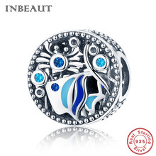 INBEAUT 100% 925 Sterling Silver Deep Ocean Undersea World Blue&White Fish Bubble Carved Beads Charm fit Original Bracelet S925 2024 - buy cheap